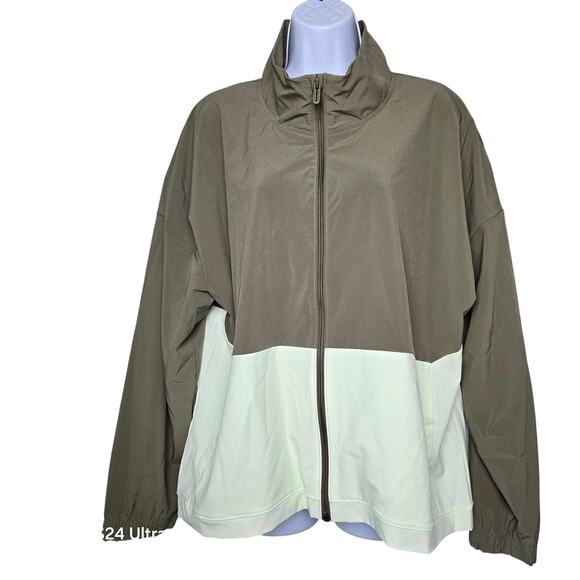 Under Armour Loose Jacket Full Zip Olive Green Moisture Wicks Women's XL - Picture 1 of 8
